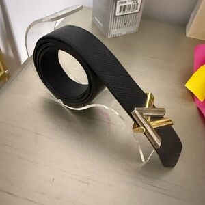 Louis Vuitton Black Belt with Gold Buckle
